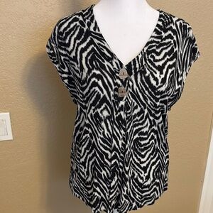 Lascana black and white zebra print blouse, size 38 medium